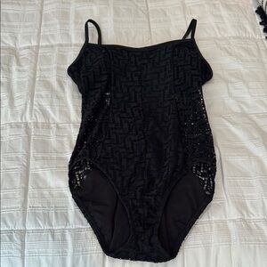 Black Lace One Piece Swimsuit